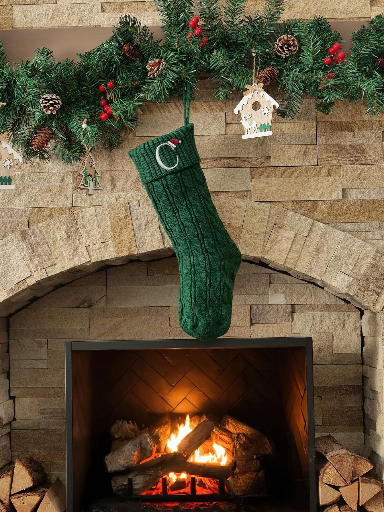 Amazon Europa y los Estados Unidos medias de Navidad personalizadas bordadas calcetines de letras de punto medias de regalo de Navidad colgantes fabricantes image 131