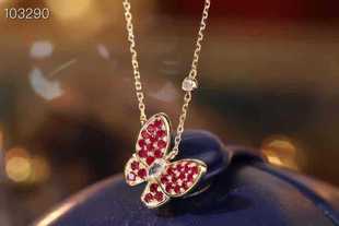 Direct batch 18K gold ruby butterfly necklace pendant New explosion spot Net red gold necklace jewelry new products