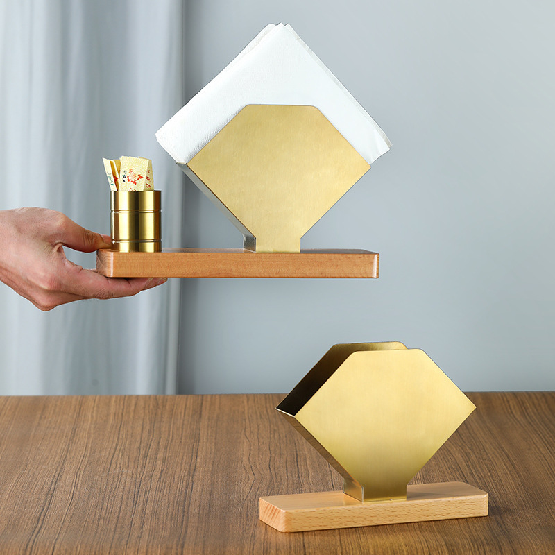 Creativo asiento de toallas de acero inoxidable estante cuadrado restaurante hotel estante de toallas de escritorio simple estante de servilletas asiento de prensa europea