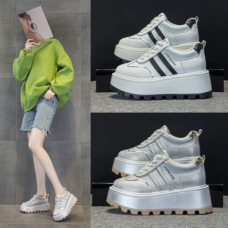 20255 Platform Shoes 2025 Autum New Height 7cm Trendy Brand Korean Style Versatile Sports White Shoes