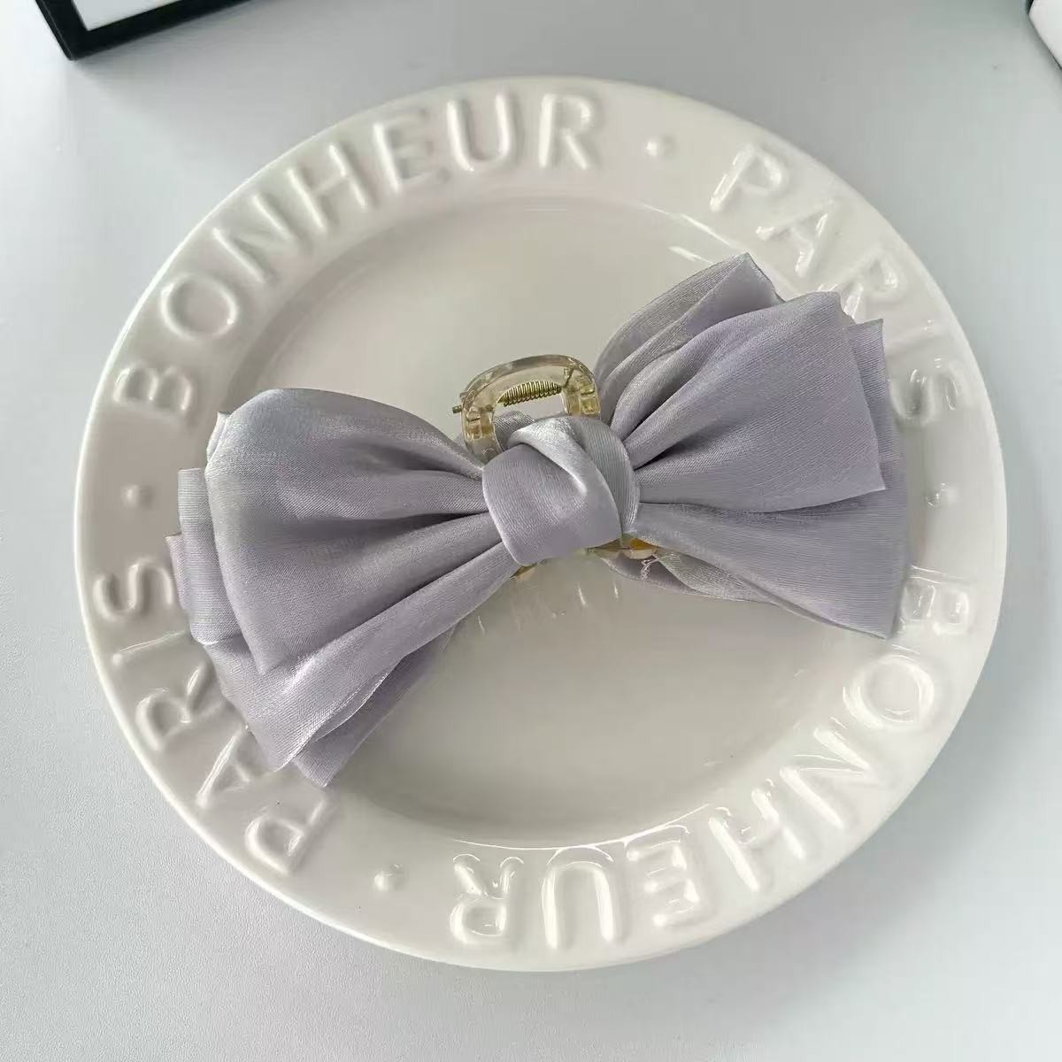 4498 Mesh Bow Clip [Gray]
