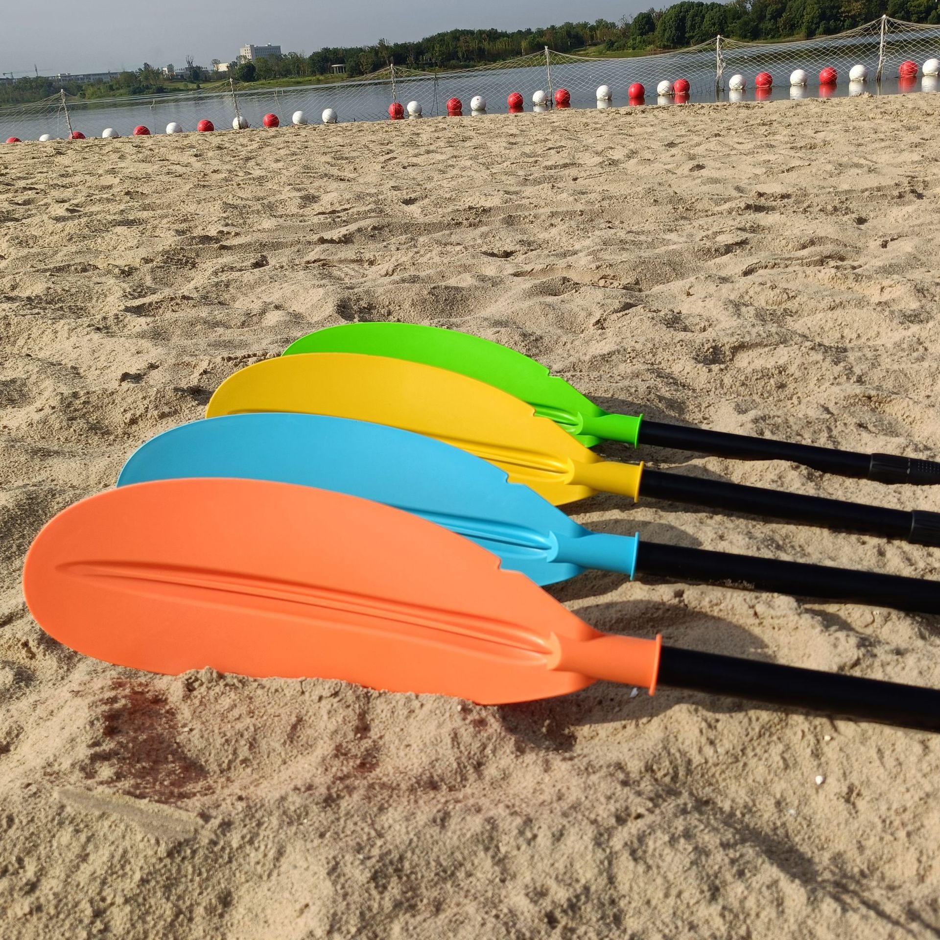 Paddle Canoe Double-Headed Paddle Aluminum Alloy Kidsren's Paddle 3-Section Segmented Willow Leaf Paddle Rafting Paddle in Stock