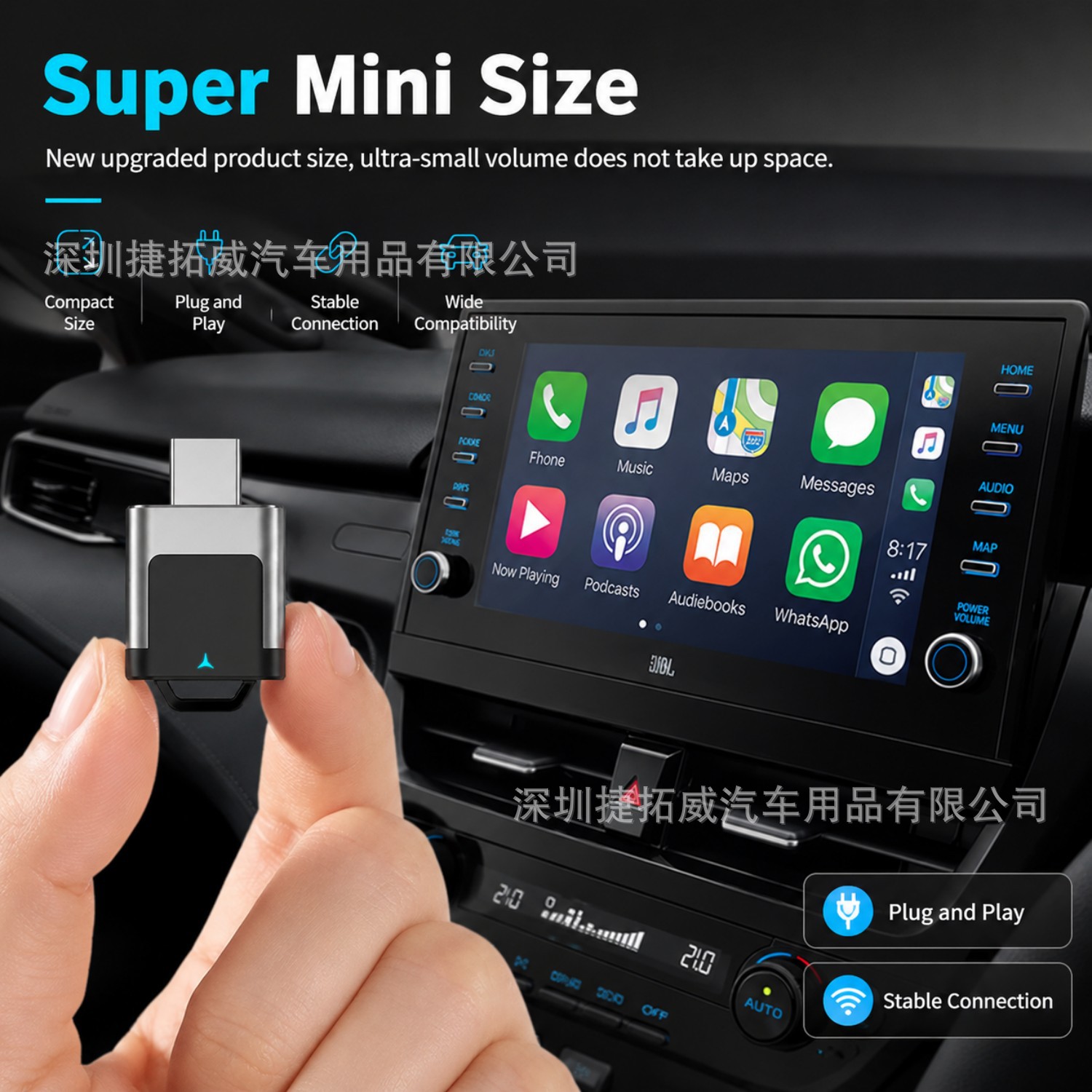 2026 Cross-Border Upgraded Wireless Carplay Box Androidauto Two-In-One Adapter Car Connectivity Box