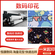 卡通花朵汗布男女休闲服摇粒绒涤纶面料数码印花热转印加工t恤