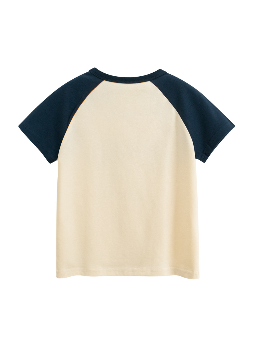 27kids ropa para niños coreanos verano nuevo estilo para niños camiseta de manga corta para niños camisa de fondo ropa de bebé raglán de dibujos animados