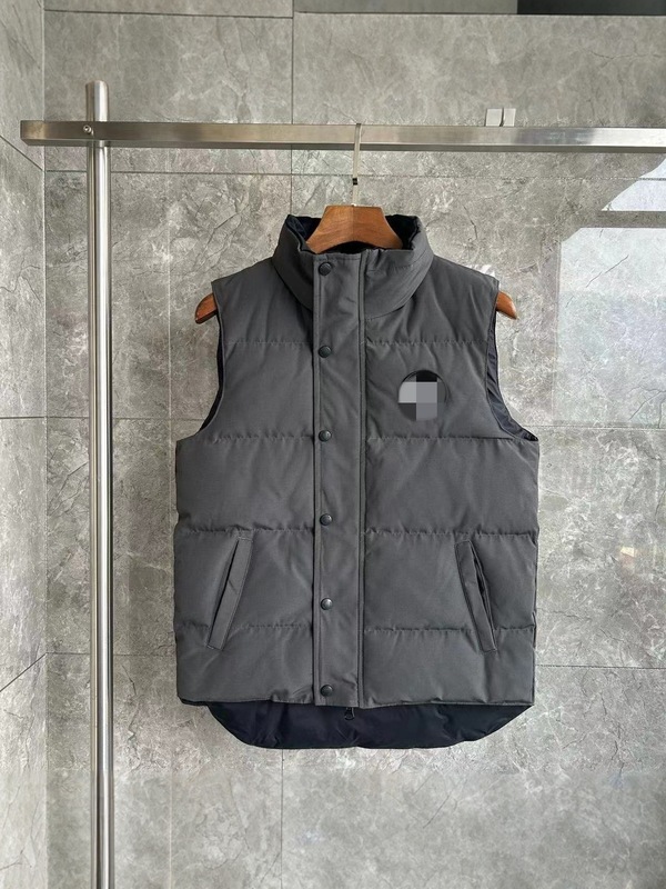 新款大鹅黑标灰标立领白鸭绒羽绒马甲男秋冬保暖外套青年休闲背心|undefined