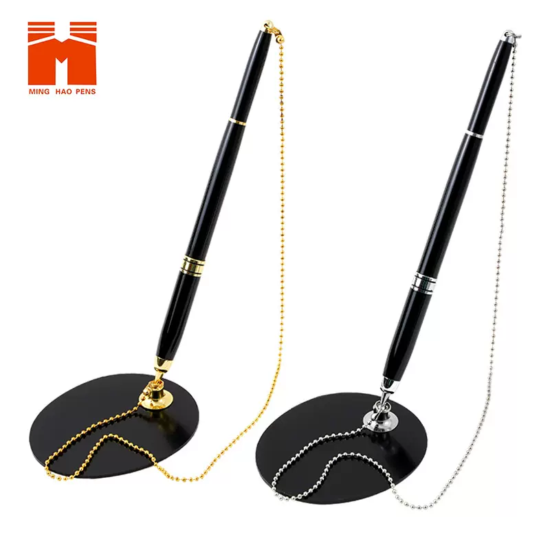 厂家批发金属链条台笔金属圆珠笔银行酒店广告礼品台笔签字笔