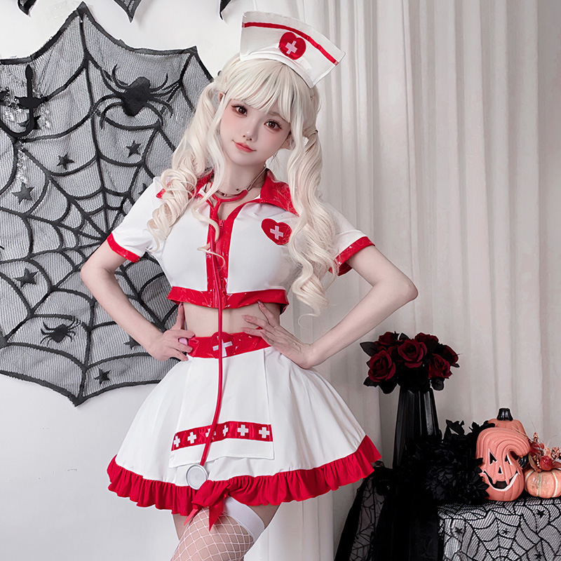 Halloween Adult Costumes European and American Export Sexy Nurse Uniforms Doctor Uniforms Nurse Skirts Stage Performance Costumes Large Size