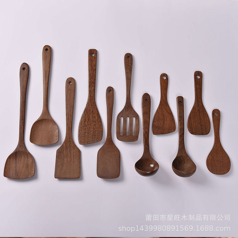 Zhen Baomu productos sin pintura y sin cera cuchara de cocina pala ala de pollo Madera sartén antiadherente Pala cuchara de madera de protección del medio ambiente en stock Descuento de gran cantidad