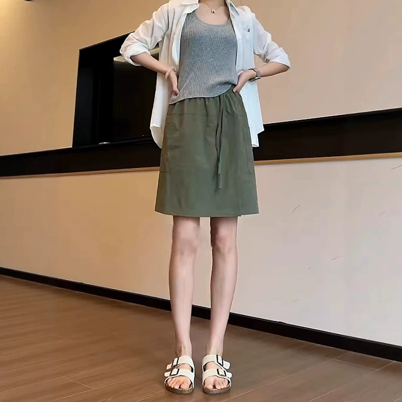 Женская летняя юбка-брюки 2025 года, больших размеров, для полных, утягивающая, скрывающая бедра, А-силуэта, широкая, повседневная, короткая