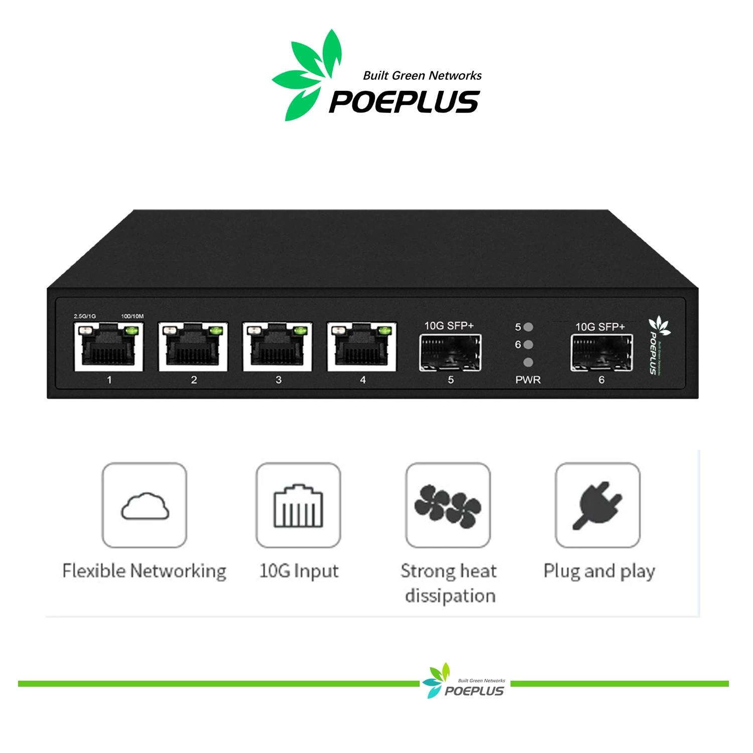 10G sfp uplink 4-портовый коммутатор 2,5g 10G upstream 2 оптический 4-электрический сетевой коммутатор