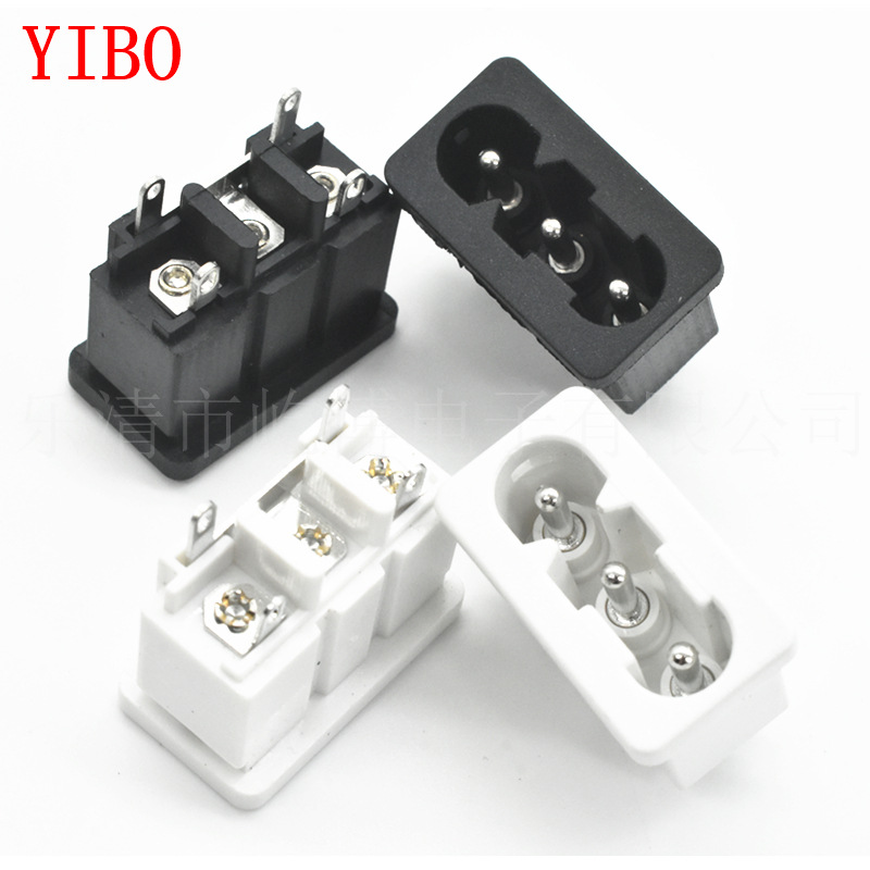 8字形 AC电源母座 AC+DC 三针 三孔 8字型 电源插座 白色8字 AC座