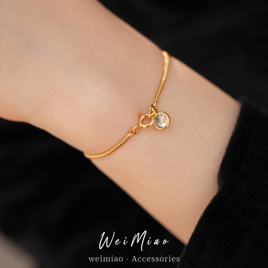 18k oro real pulsera redonda de mármol de electrolito ligera de lujo nicho de alta sensación pulsera simple personalidad joyas de pulsera