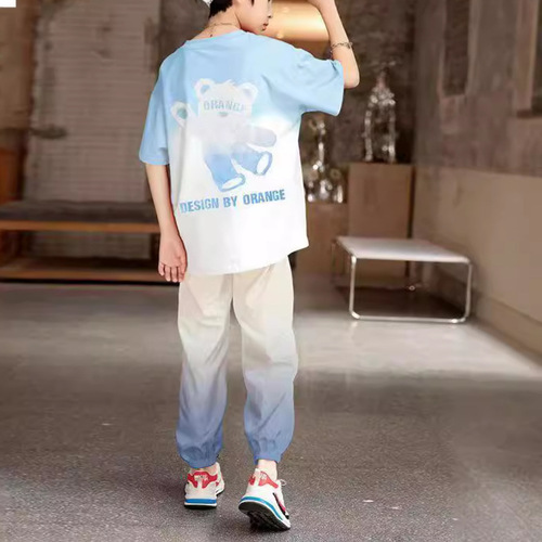 Children's Summer Outfit for Boys - Two-Piece Set, Loose Gradient, Trendy and Casual, Korean Style