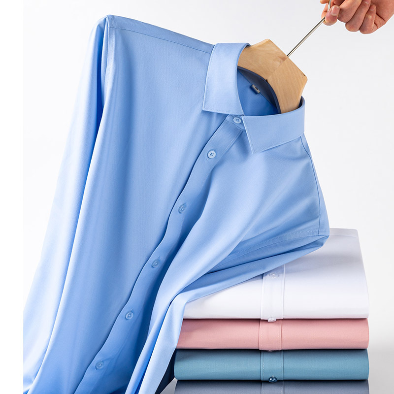 Men's Long-sleeved Shirt Modal Non-ironing Elastic Anti-wrinkle High-grade Business Shirt Casual Professional Workwear Shirt