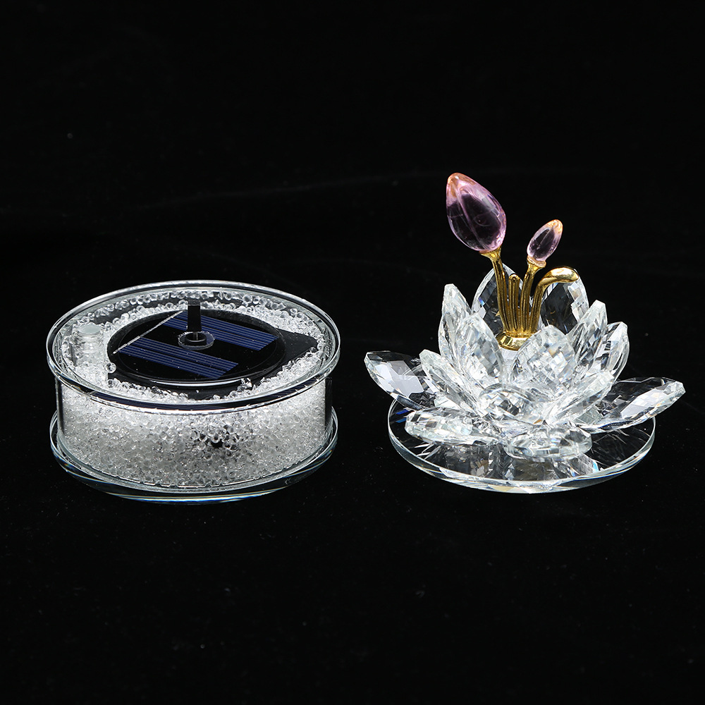 Cross-Border Crystal Glass Lotus Flower Ornaments Transparent Square Glass Vase Home Decoration Store Counter Car Interior Decoration