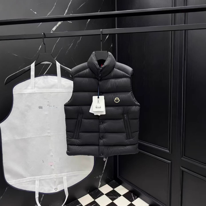 Cross-Border High-End Matte Moncler-Style Vest with Buttoned Stand Collar, Maya Unisex Warm Versatile down Jacket