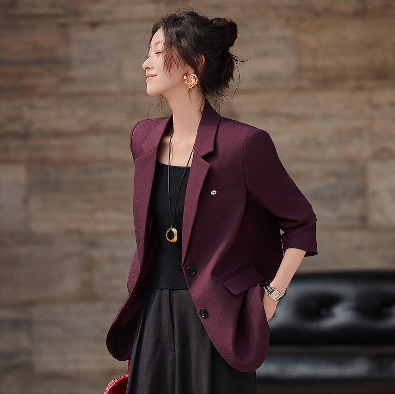 安可拉红西装外套女春秋2025新款职业气质高级上衣休闲小个子西服|undefined