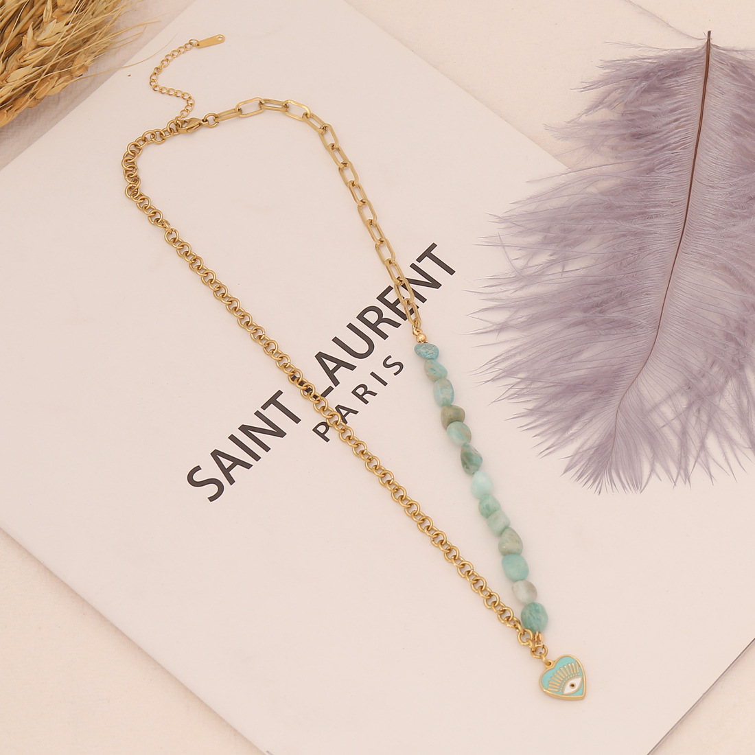 Stainless Steel Eyes Natural Stone Multi-Layer Necklace