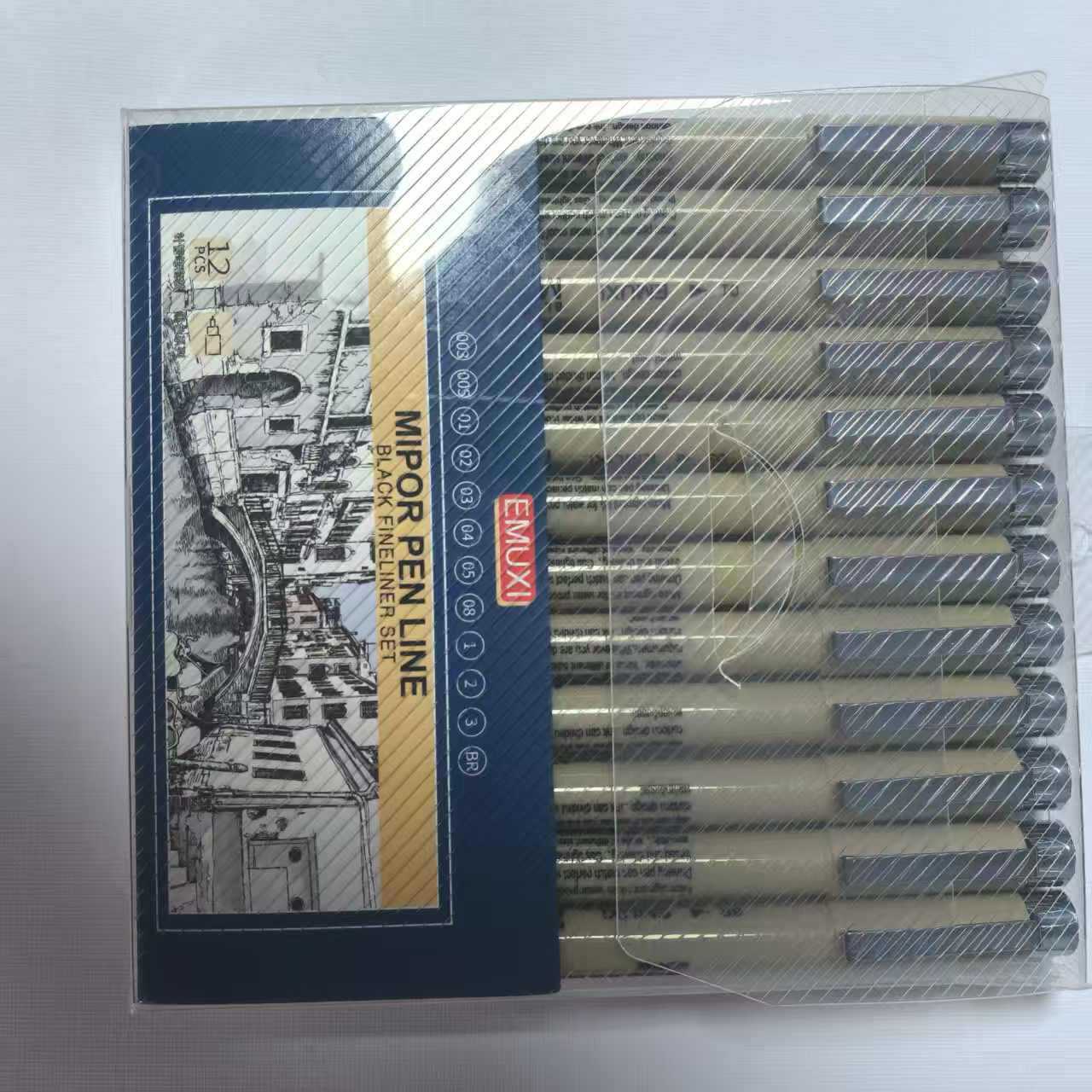 Emuxi Needle Pen Anime Outlining Pen Art Set Quick-Drying Drawing Tracing Pen Hand-Drawn 12-Piece Non-Smudge Set