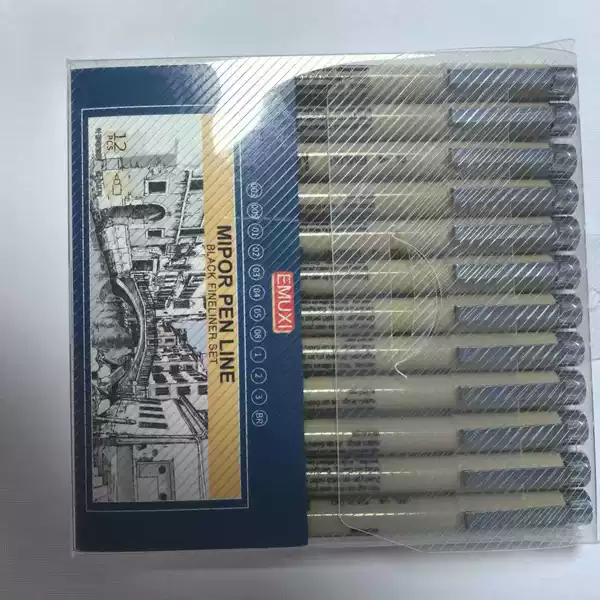 Emuxi Needle Pen Anime Outlining Pen Art Set Quick-Drying Drawing Tracing Pen Hand-Drawn 12-Piece Non-Smudge Set