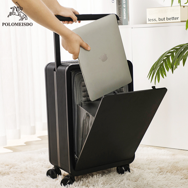 Vali du lịch tay kéo rộng 20/24 inch bánh xe xoay êm, ngăn laptop mở trước, khóa số — Màu tím (thanh kéo rộng), Màu xanh (thanh kéo rộng), Màu xám (mở nắp trước của thanh giằng rộng), Màu hồng (mở nắp trước của thanh giằng rộng)