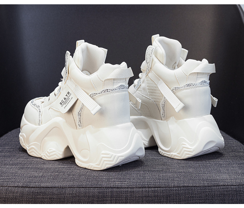 Giày sneaker nữ đế dày tăng chiều cao mùa thu 2025 phong cách hot trend buộc dây — M2936 lót đơn màu đen, M2936 lớp lót đơn màu xám, M2936-1 plus nhung đen, M2936 lớp lót đơn màu be chi tiết 22