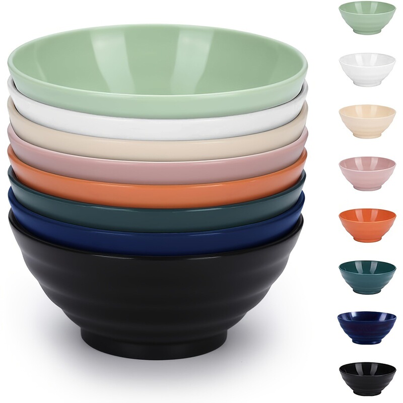 8 Pack Plastic Bowl Salah Bowl Rice Bowl Soup Bowl Reusable Portable Light Bowl Student Party Party Party