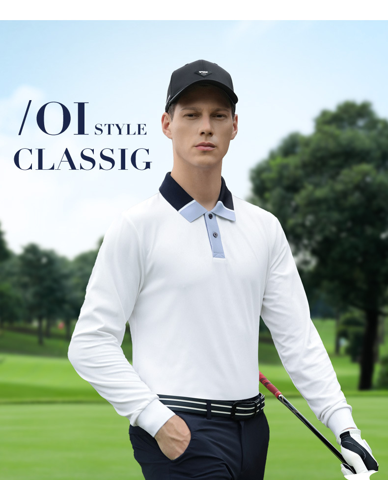 Áo polo nam dài tay golf PGM chất liệu waffle thoáng khí co giãn cao — Tay áo dài màu đen [kết cấu bánh quế/viền xẻ/độ đàn hồi cao ở mọi mặt] YF823 chi tiết 14