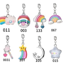 跨境新款diy彩虹云朵油画板合金滴油卡通钥匙扣吊坠项链手链配件