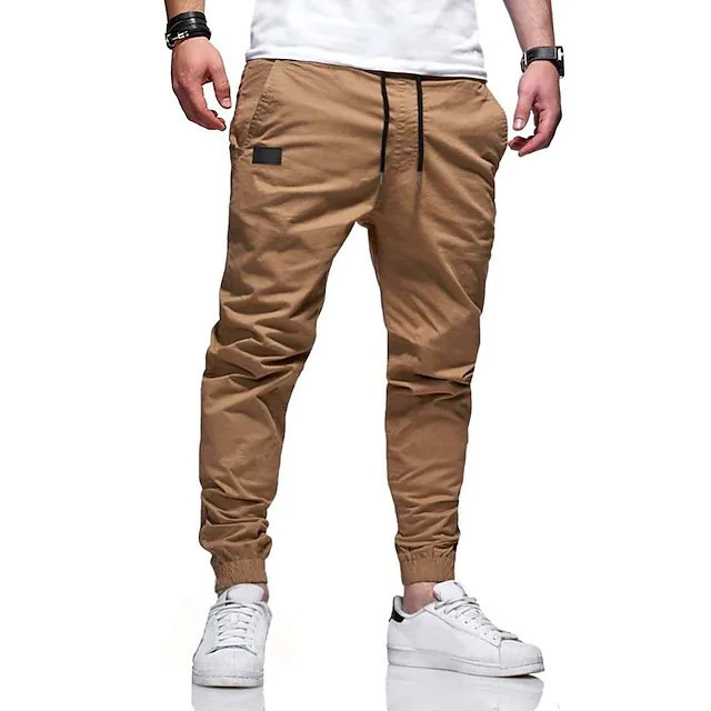 2025 Export Men's Cargo Pants Jogging Pants Drawstring Elastic Waist Elastic Cuffs Plain Sports Outdoor Sports Pants