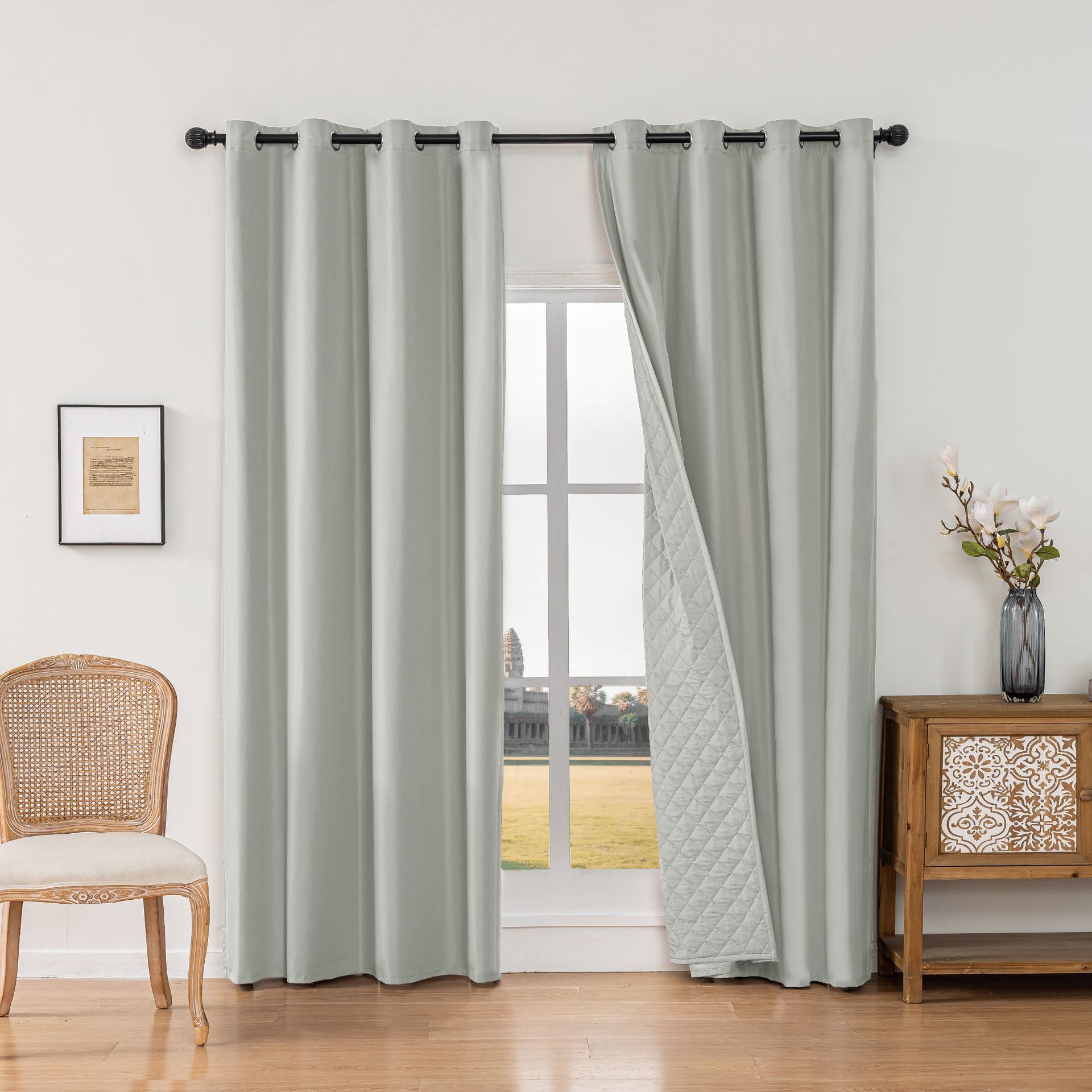 Nuevo invierno transfronterizo cortinas de algodón a prueba de viento, aislamiento térmico, espesamiento, aislamiento térmico, productos acabados de algodón intercalado, comercio exterior, cortinas de piso