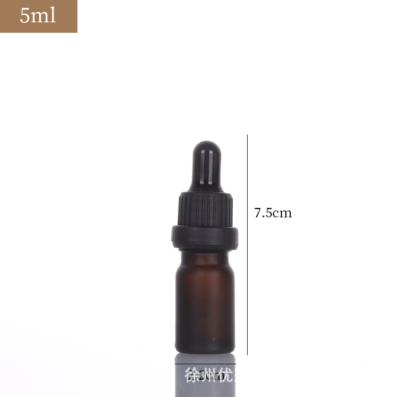 Botella de esencia cosmética portátil a prueba de luz marrón Botella de aceite esencial de vidrio esmerilado sellado cuentagotas