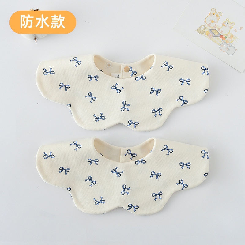 【방수 면 양면】 파란색 나비 리본