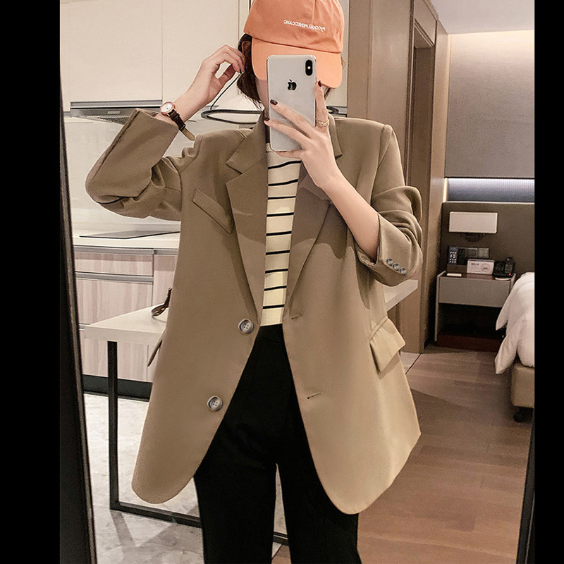 XZ171B-Suit Jacket Women's plus size Women's chubby girl Spring and Autumn Suit Jacket khaki Casual Loose Slim XZ171B-Suit Jacket Women's plus size Women's chubby girl Spring and Autumn Suit Jacket khaki Casual Loose Slim