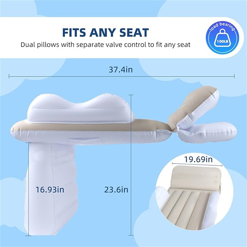 Portable Car Inflatable Bed for Children, Suitable for Airplane and High-Speed Rail Travel, with Velvet Safety Protection, a Baby Sleeping Essential