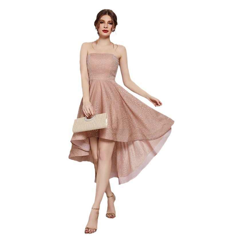 Vestido de noche estilo nuevo sin tirantes, corto por delante y largo por detrás, para fiesta de Navidad o ceremonia de mayoría de edad, venta directa de fábrica. image 1