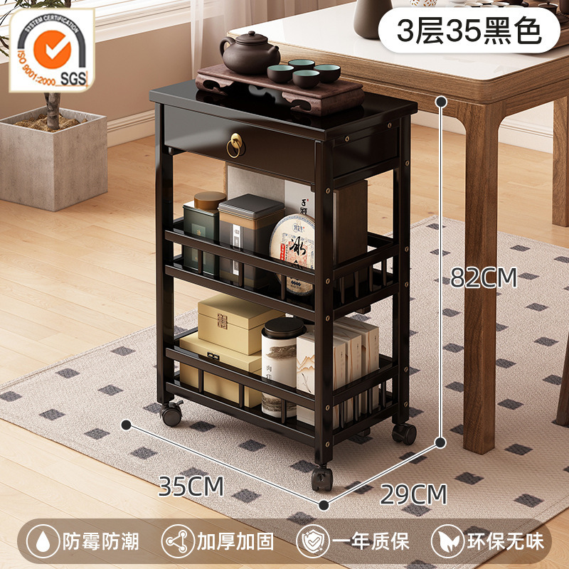 新しい中国風のモバイルコーヒーテーブル肥厚カート収納ラックオフィススタディティーテーブル車輪付きティーキャビネット|undefined