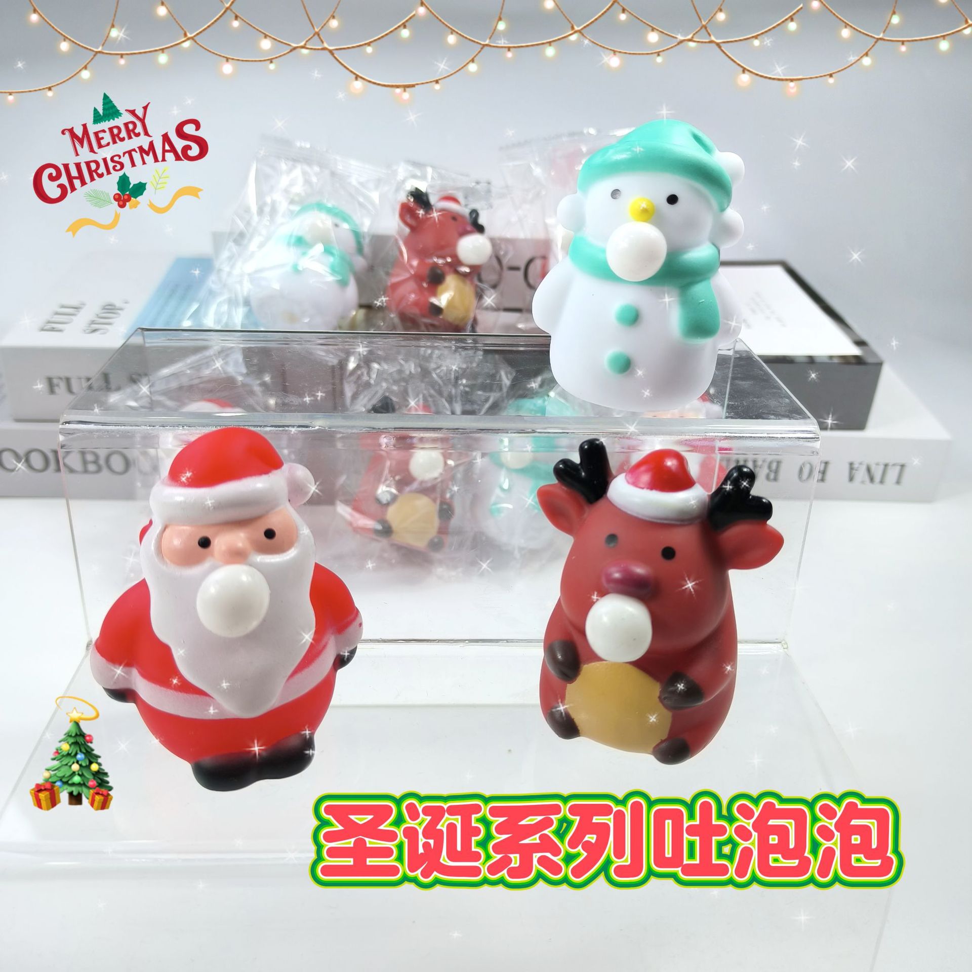 Navidad transfronteriza extruida espuma espuma espuma Papá Noel muñeco de nieve pequeño alce pellizco pellizco ventura juguetes descomprimidos al por mayor