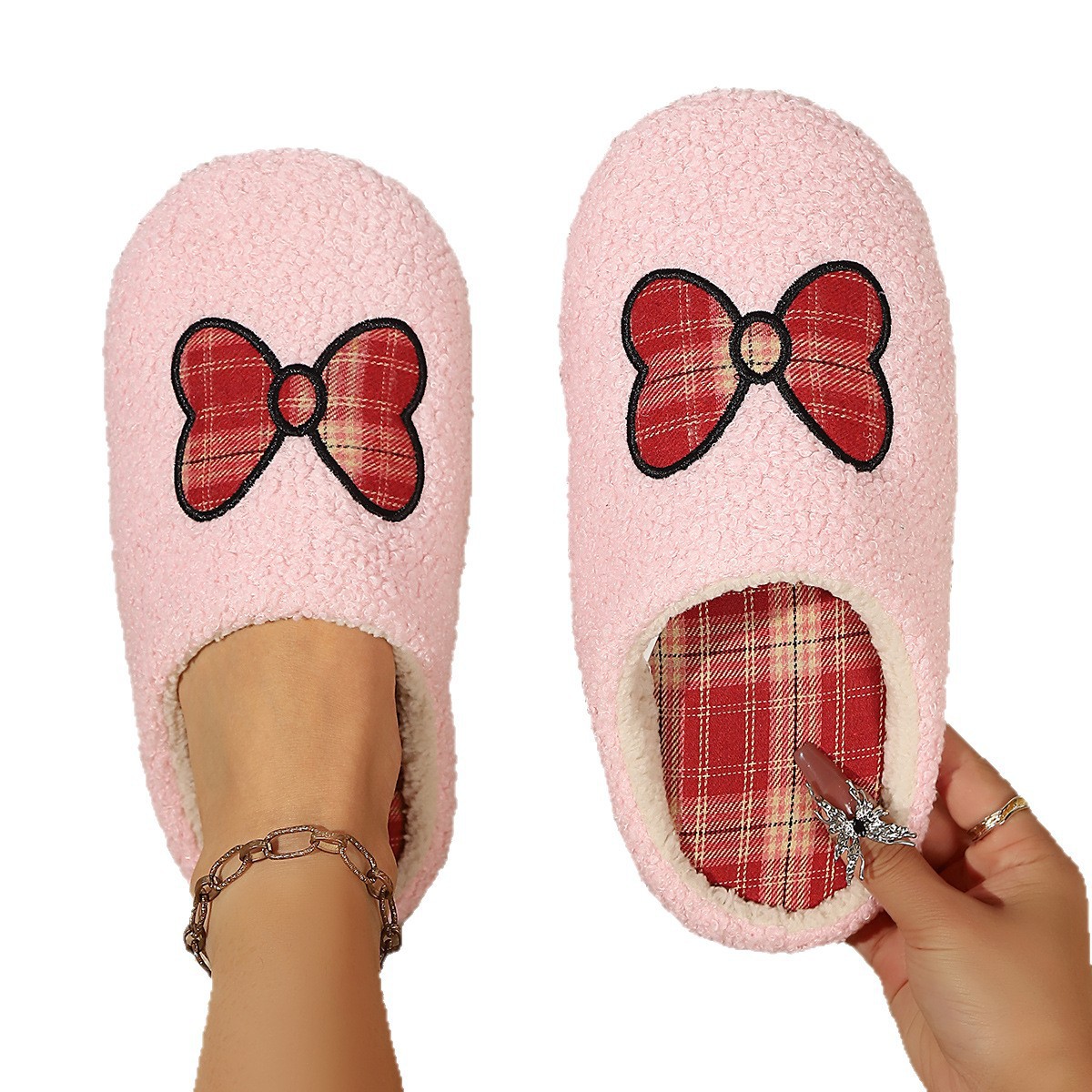 Zapatos de algodón domésticos zapatillas de algodón transfronterizas mujeres arco damas otoño y invierno interior y exterior zapatillas de peluche cálidas