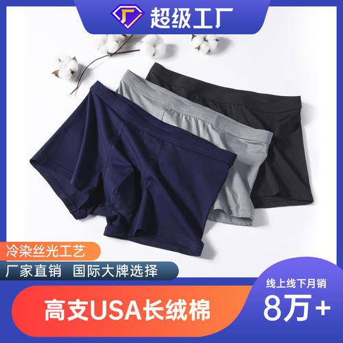 Men's Underwear 80S Pima Cotton Seamless Cotton Underwear Men's Antibacterial Breathable Boxer Briefs Large Size Underwear Wholesale