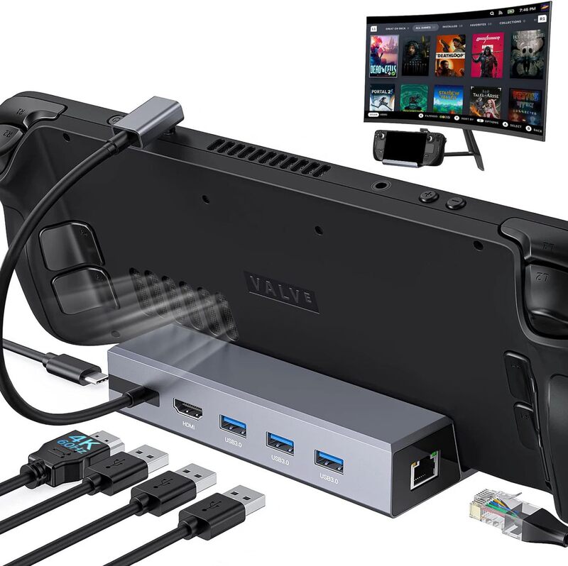 30W Enhanced for ASUS ROG, Steam Handset Docking Base USB3.0, 4K60, Gigabit