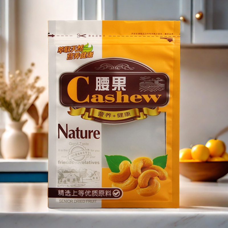 腰果包装袋槚如树鸡腰果自封拉链铝箔透明果仁炒货袋500克1斤装