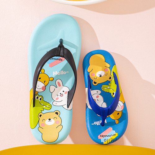 New Children's Thong Sandals Summer Girls Outdoor Wear Anti-Slip Soft Bottom Beach Shoes Children Student Cartoon Flip Flops Men 