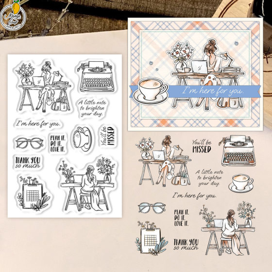 New Office Girl Transparent Seal Soft Glue Hand Account Seal Diary Photo Album Decorative Pattern clear stamp