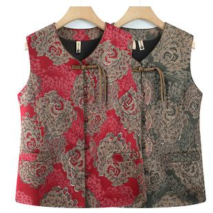 Short spring and autumn waistcoat cardigan for the elderly women's mother's grandmother's waistcoat waistcoat 70-year-old 80-year-old woman's waistcoat