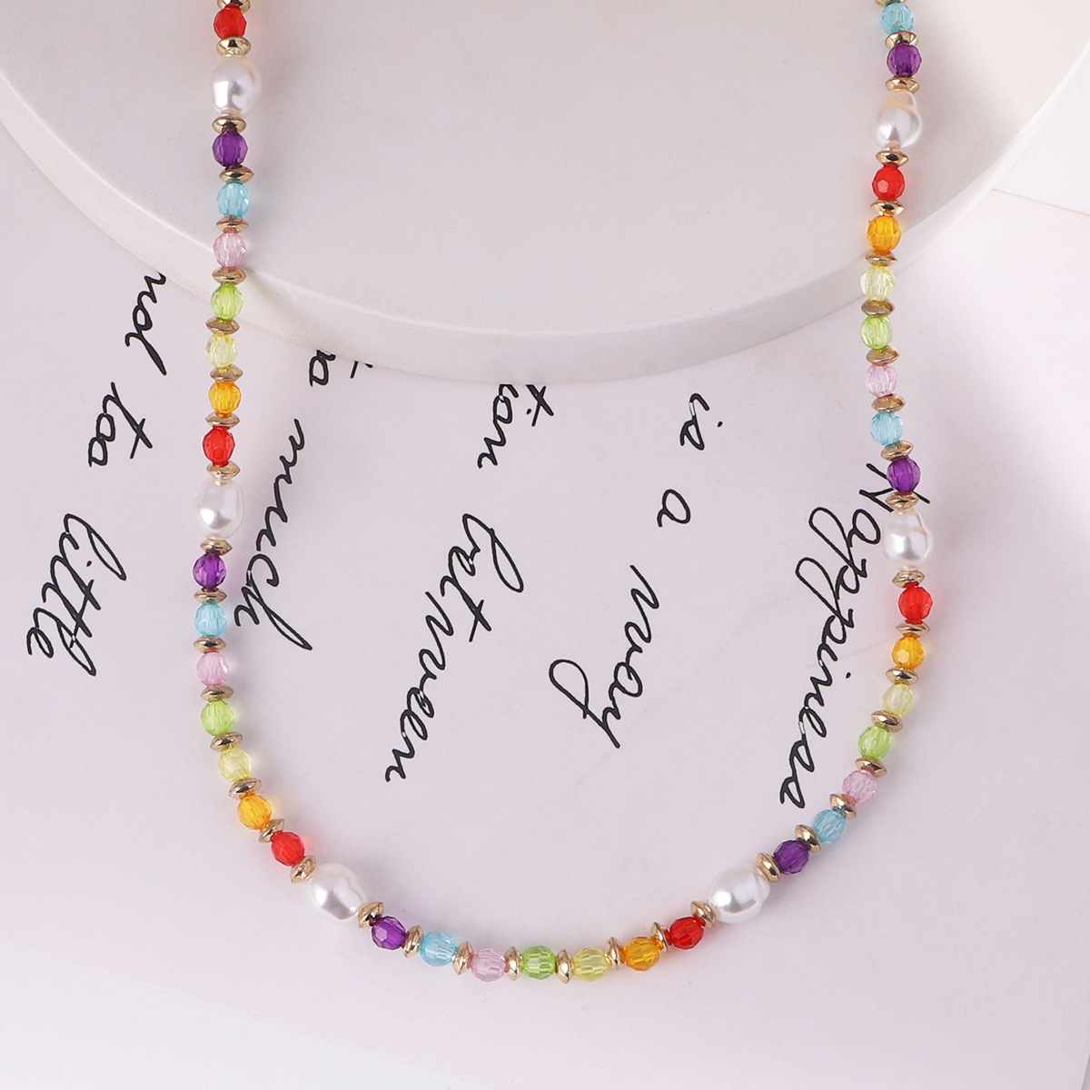 Retro Multicolor Copper Necklace Pearl Copper Necklaces