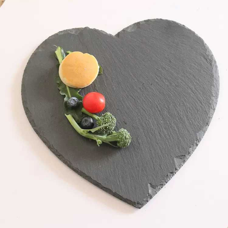 星子厂家供应板岩餐盘芝士餐盘板岩杯垫心形餐盘heart