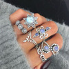 Accessory solar-powered, set flower-shaped, ring, European style, suitable for import, cat's eye