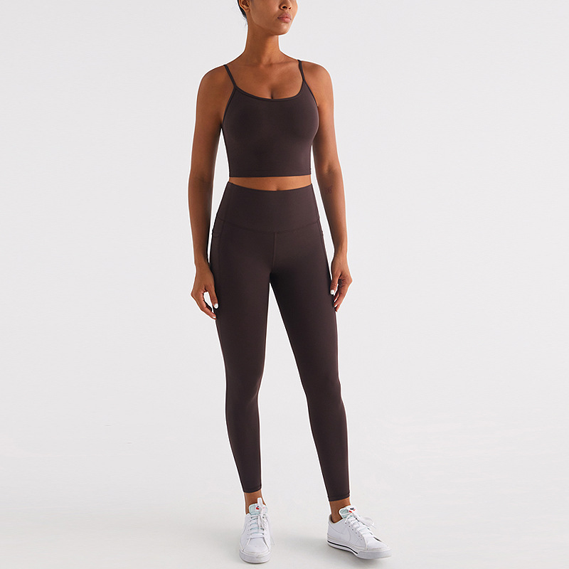 Nueva ropa de yoga traje de mujer cepillado desnudo sensación de secado rápido transpirable correr fitness deportes al aire libre ropa interior conjunto de dos piezas